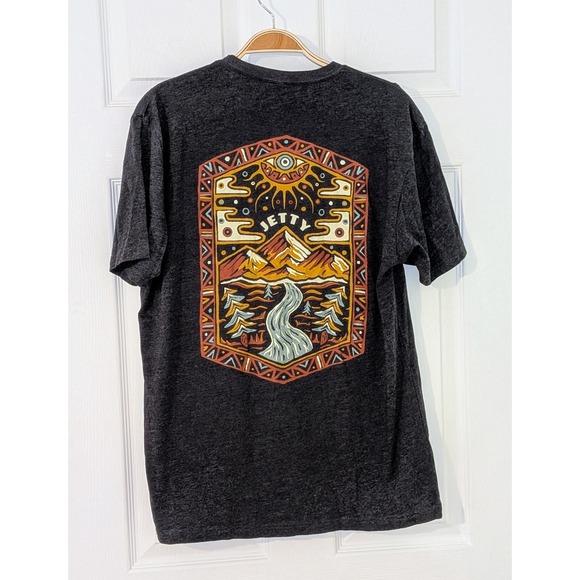 Jetty Graphic T-Shirt MEN'S PALISADES Mountain Scene Short Sleeve Casual‎ Top L - Picture 2 of 7